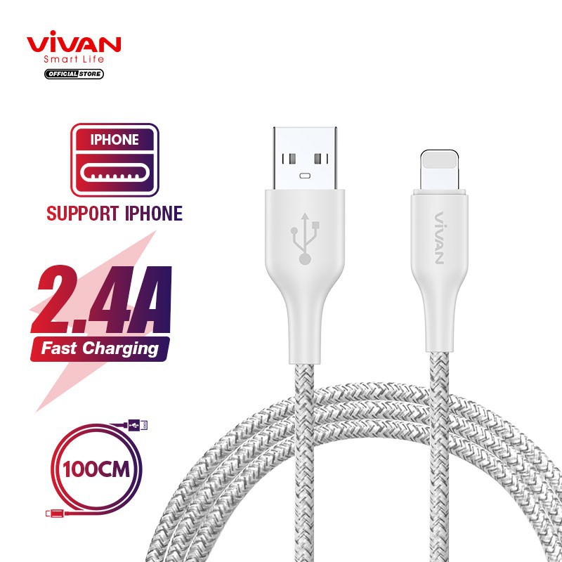 KABEL DATA VIVAN FL100S DAN FM100S 2.4A BRAIDED WIRE FOR MICRO USB FOR IPHONE / ANDROID FAST CHARGING