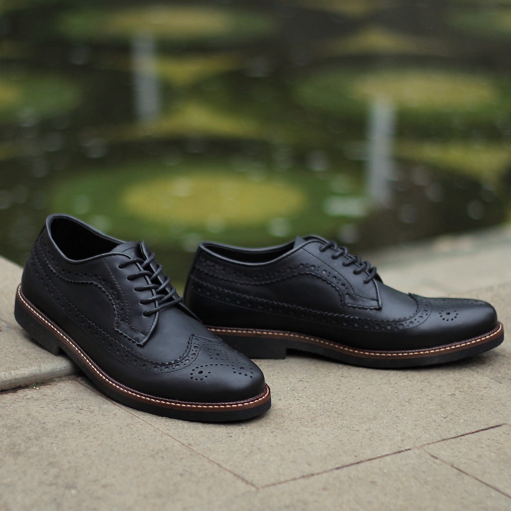 BRITISH BLACK (KULIT ASLI) |MNM x Kenzio| Sepatu Pantofel Pria Formal / Kantor ORI