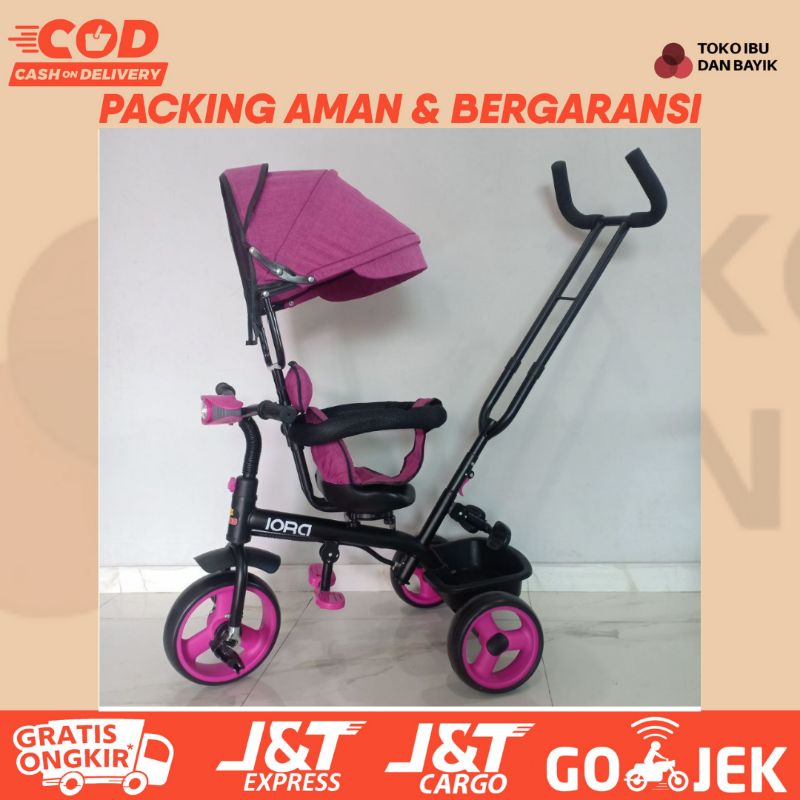 COD Free Ongkir Sepeda Anak Roda Tiga Stroller Rebahan Bergaransi Family Iora Exotic Aviator Yukita Pacific Kursi Bisa di Putar Aman Sabuk Pengaman Murah Berkualitas Aman untuk usia anak 6 bulan ke atas