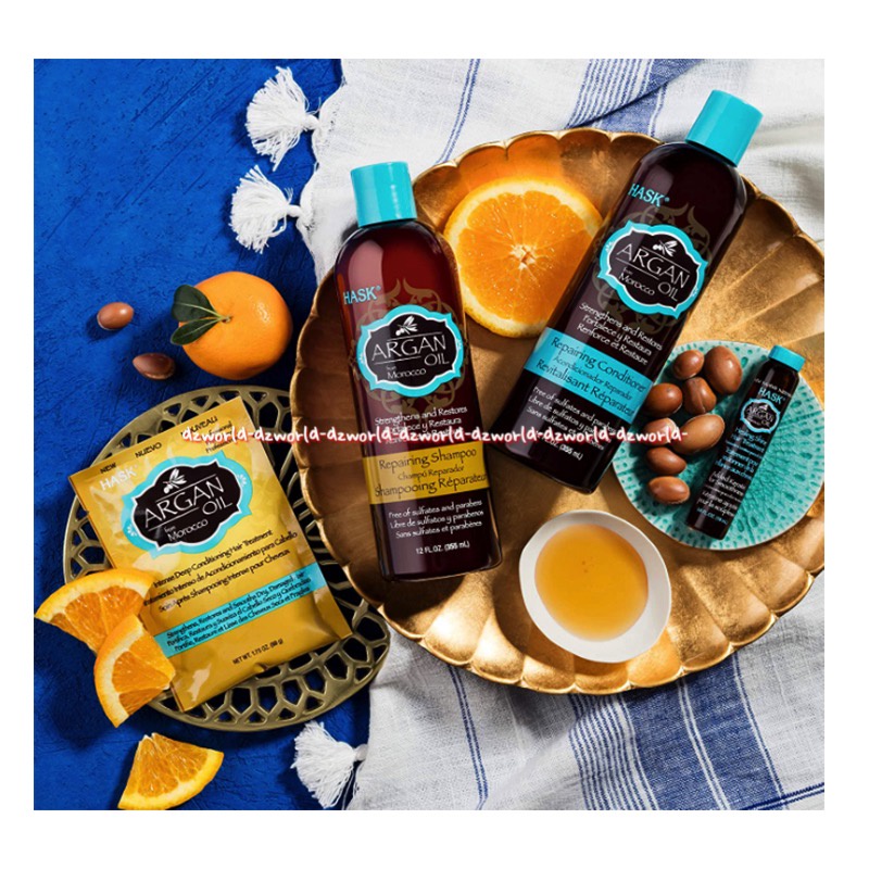 Hask Shampoo 335ml Biotin Boost Keratin Protein Macadamia Oil Repairing Moisturizing Nourishing Shampoo Strenghtnens Dengan Minyak Argan Alami