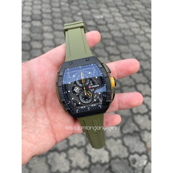 Jam Tangan Expedition E 6782 Original Hijau Army Hitam Pria
