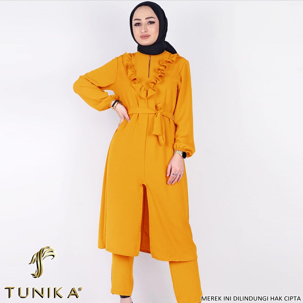 Baju Setelan Wanita Kekinian - One set Wanita - Setelan Tunik - Set Rinosa dan Set Rinsa - Lexoir-Set Rinosa Mustard