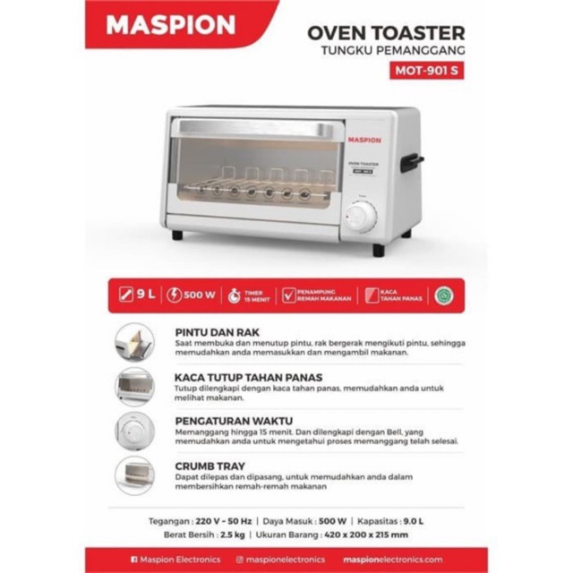 oven toaster maspion 901