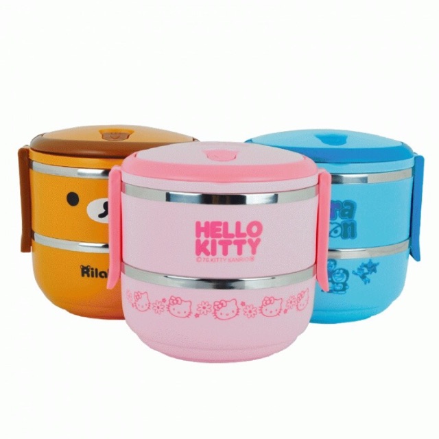 Rantang 2 Susun Tempat Kotak Makan Stainless Lunch Box Karakter Doraemon Rillakuma