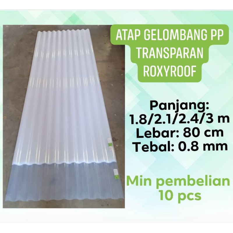 Atap Gelombang PP Transparan Roxyroof 0.8 mm