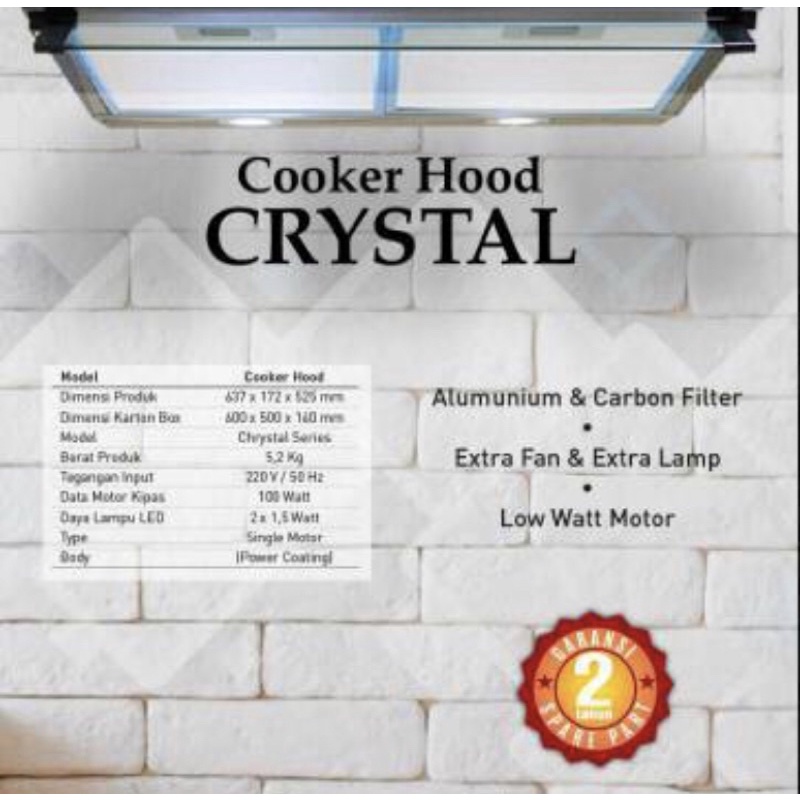 cooker hood crystal vienta TERMURAH promo akhir tahun