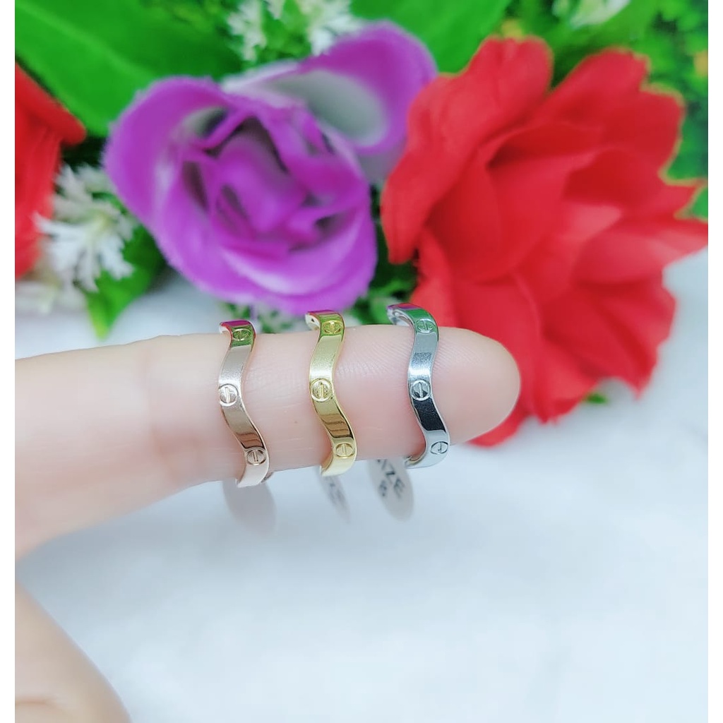 Titanium cincin 775 bergelombang perhiasan fashion