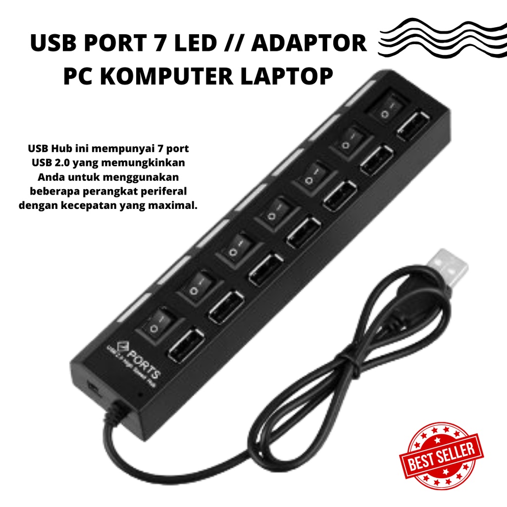 HARGA PRMO!!! 4 USB 7 PORT - HUB BC PORT - ON OFF HUB USB 4 ON OFF 7 USB Hub 1m