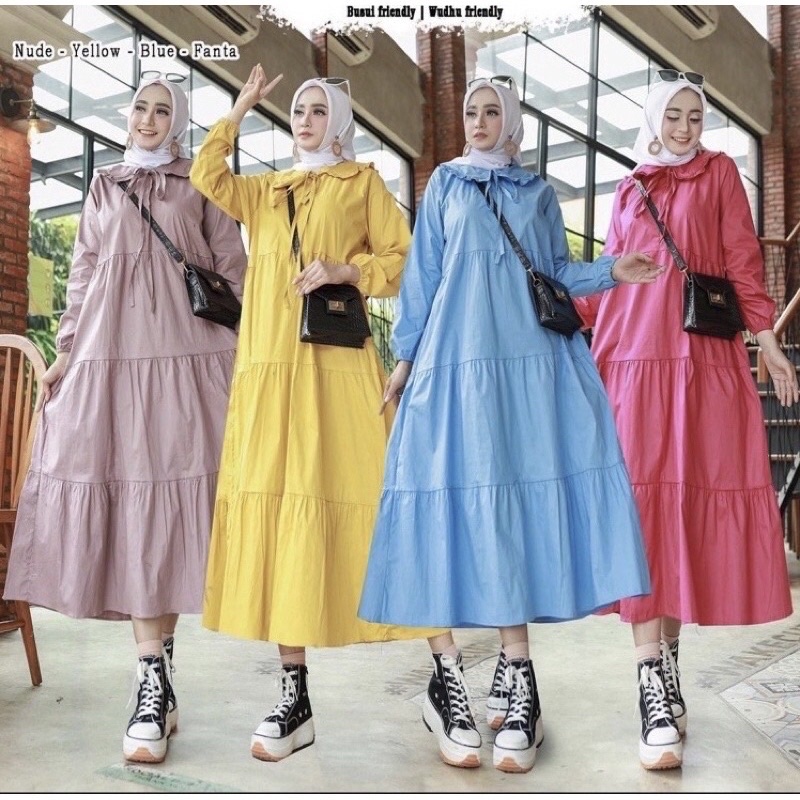 MIDI DRESS MANDA KATUN POPLIN IMPORT