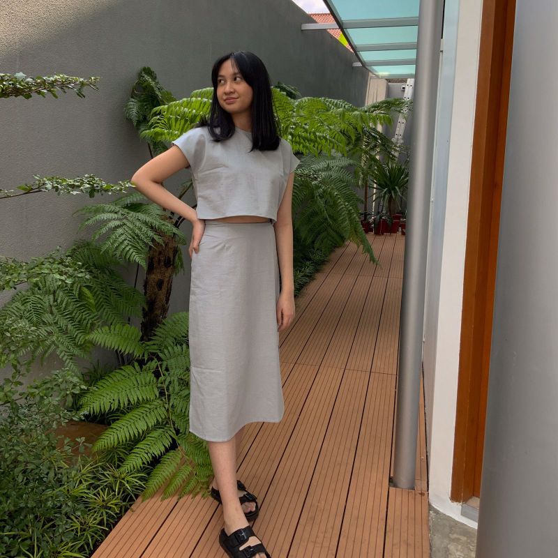 Luna Set Bahan Linen Rami Baju Kondangan Hangout Pakaian Wanita