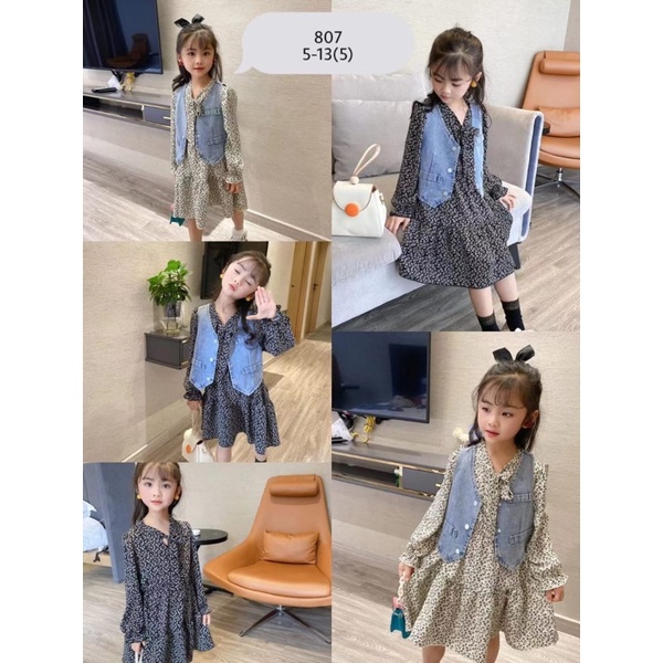 Dres ala Korea + rompi jeans