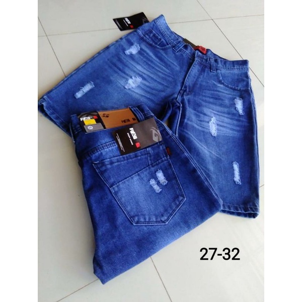 CELANA PENDEK JEANS PRIA DEWASA SOBEK&quot; BAHAN DENIM