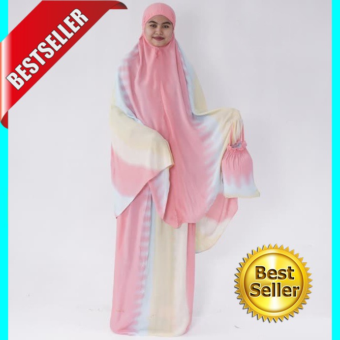 TERMURAH Mukena Bali pelangi Dewasa ukuran Jumbo warna pink salem