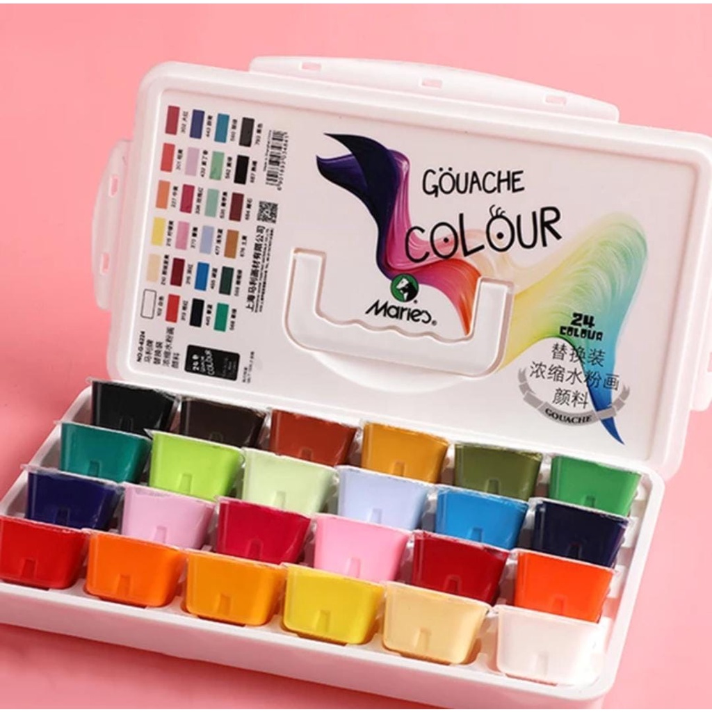 Jual Maries Gouache Colour Set Isi 24 Warna 30 ml Jelly Cup / Marie's
