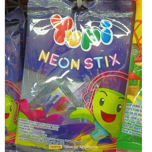 PERMEN YUPI NEON STIX  DAN FUN GUM 120 GRAM