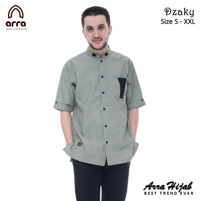 Baju Koko Pria Dewasa Lengan Pendek ARRA SERIES DZAKI Kualitas Premium Original Bahan Oxford Denim H