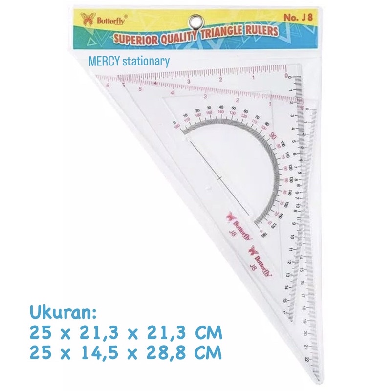 

Penggaris Segitiga No. 8 / J-8 Butterfly Classic Triangle Ruler