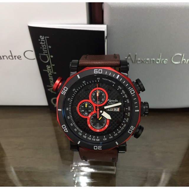 JAM TANGAN PRIA ALEXANDRE CHRISTIE 6308 BLACK BROWN ORIGINAL