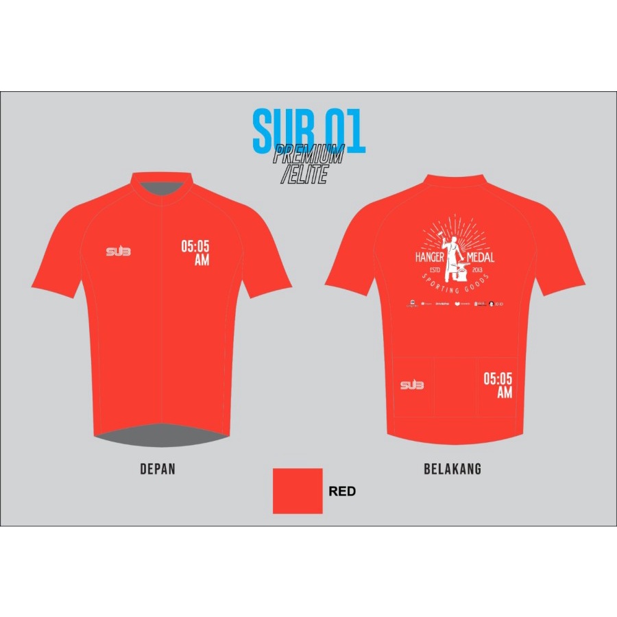 HANGERMEDAL RED SUBJERSEY SUB JERSEY BAJU SEPEDA 05 AM 05AM ELITE