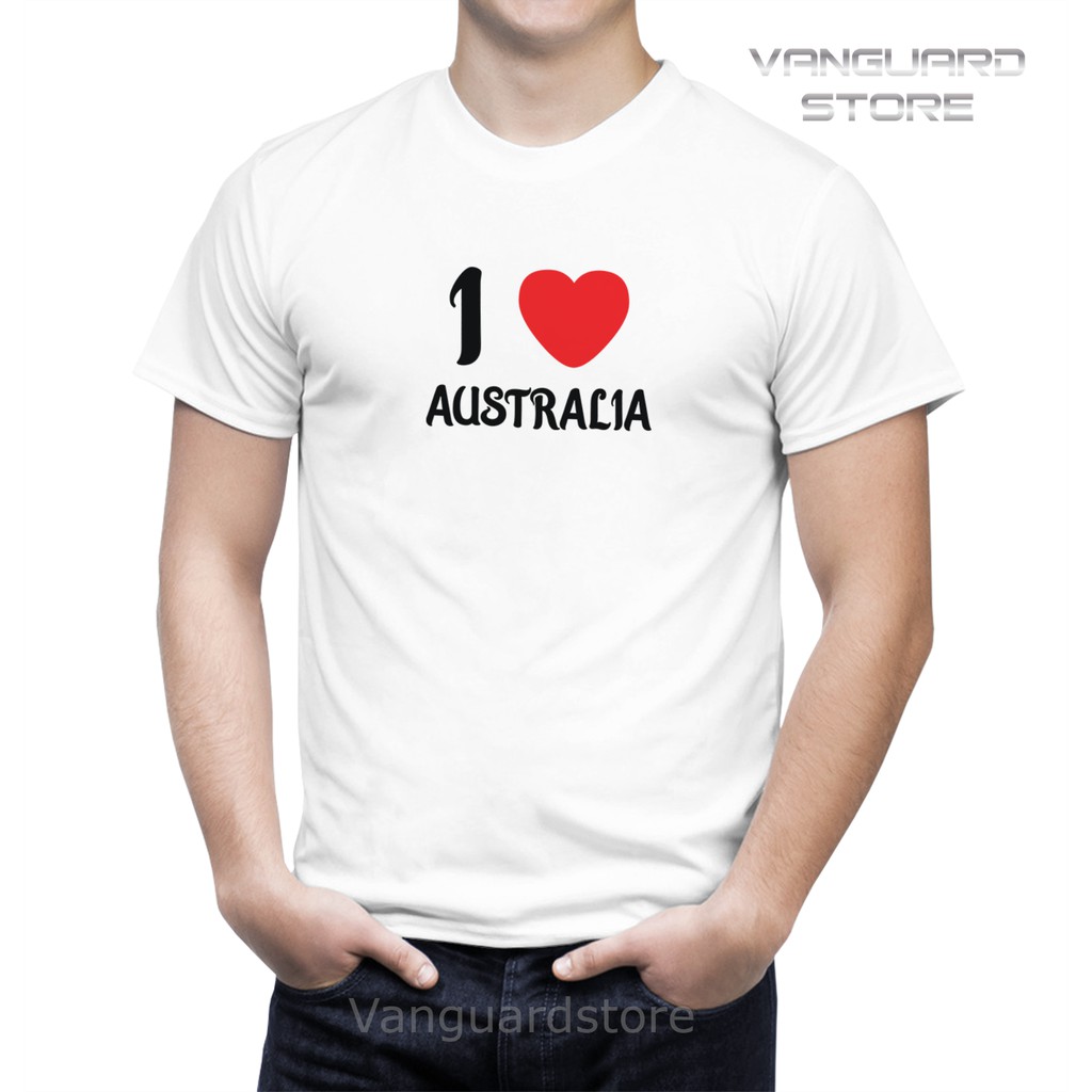 KAOS I LOVE AUSTRALIA COMBED 20S COWOK WANITA PRIA COWO UKURAN BAYI - DEWASA JUMBO BIG SIZE 0 - 4XL