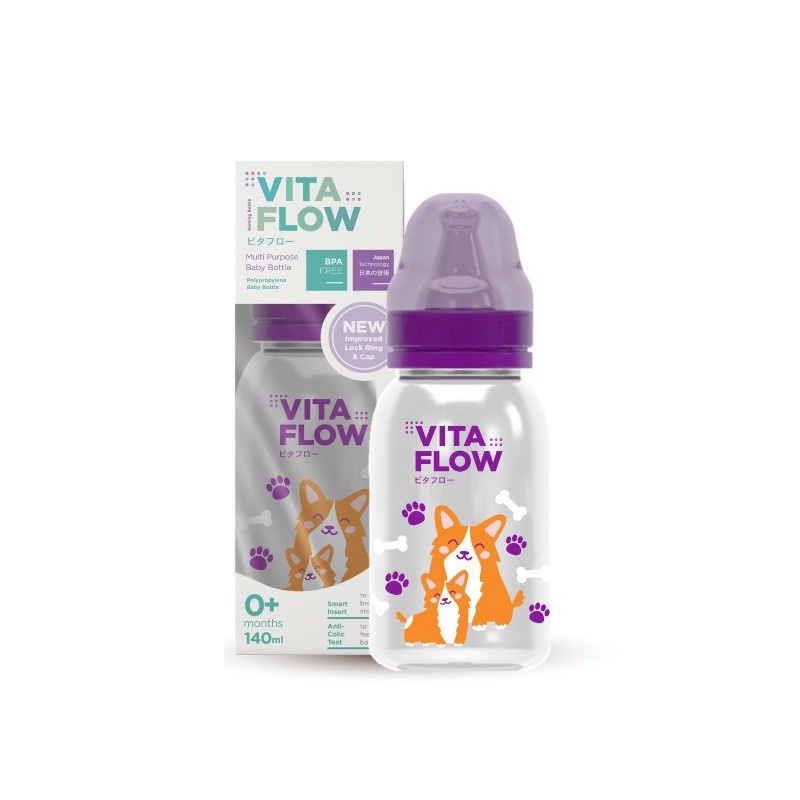 VITAFLOW Botol Susu Multifungsi PP 60ml /140ml  Dot Size S (MOTIF ATAU WARNA AKAN DI KIRIM RANDOM)