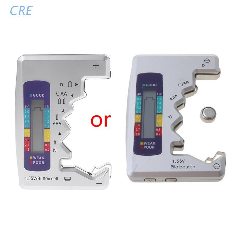 CRE  Digital Battery Tester Battery Capacity Detector For C/D/N/AA/AAA/9V 6F22 Batteries /1.55V button cell