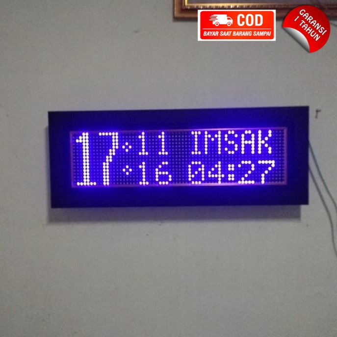 PROMO Jam sholat masjid jam sholat digital masjid JWS runing teks uk 77 x 29 - Biru, Non Tartil