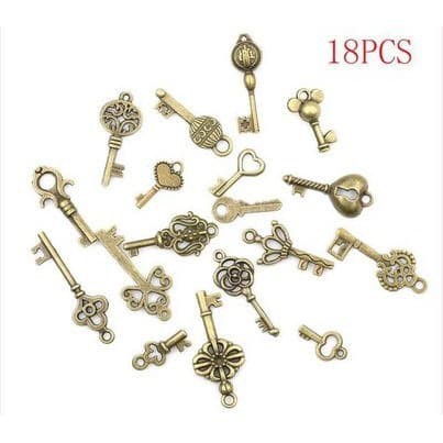 Antique Key Pendant - Liontin Antik Bentuk Kunci (18pcs)