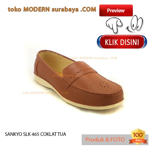 SANKYO SLK 465 COKLAT TUA sepatu wanita flat karet sli on