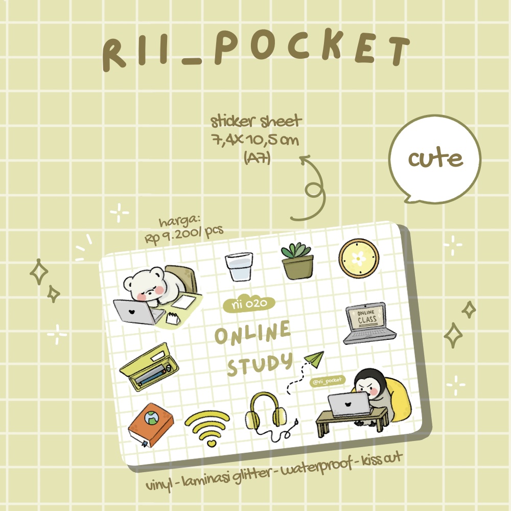 

Online study Sticker Ber & peng / Journal Sticker/ Daily activity sticker / Cute Sticker [rii_pocket]