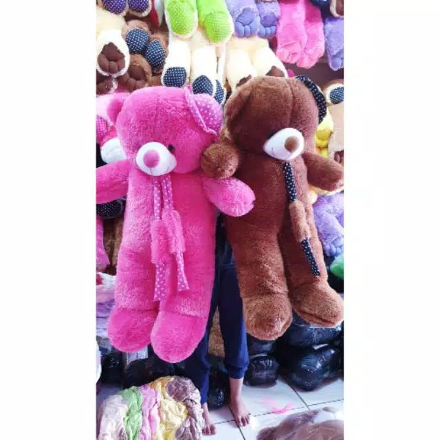 [COD] BONEKA BERUANG TEDDY BEAR JUMBO TOPI SYAL 1 METER