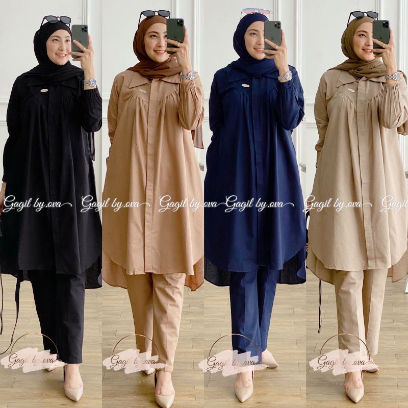 SET ONE SET SETELAN TUNIK MIX CELANA ARLESYA OVA BY GAGIL ORIGIN