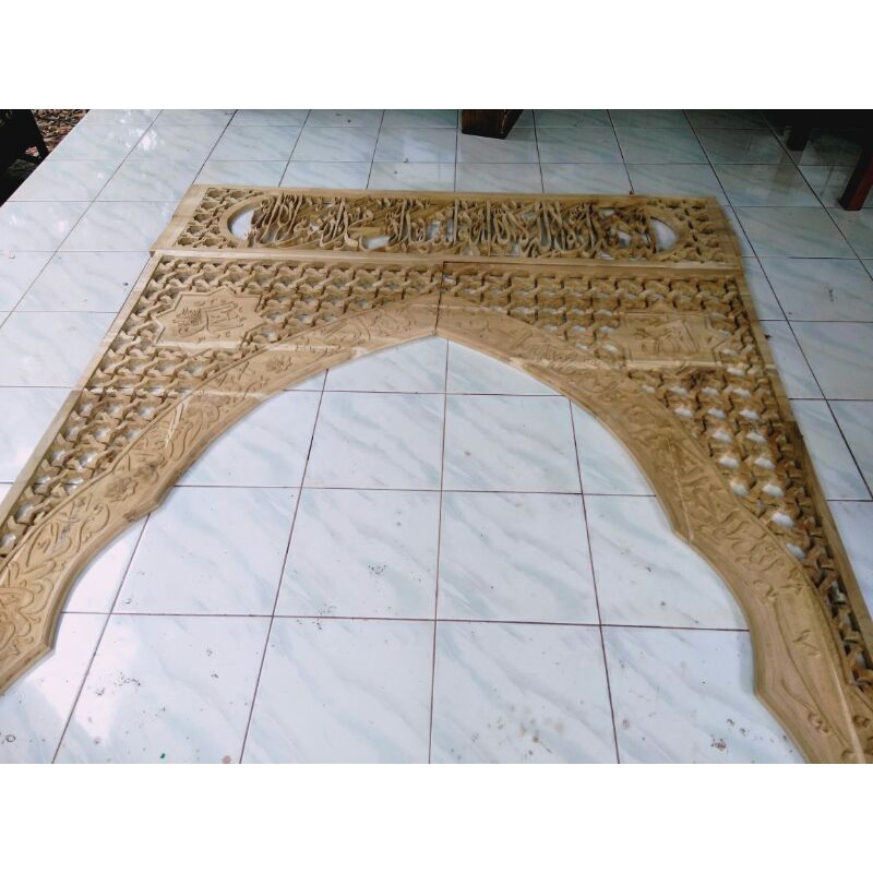 krawangan mihrab ukir kayu jati