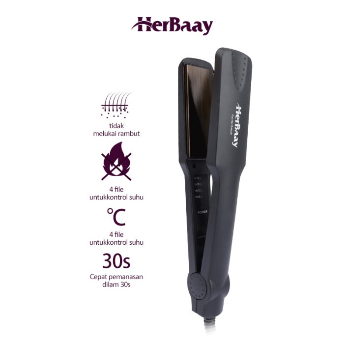 Catokan rambut Herbaay  258 Profesional Hitam Hair straightener Pelurus Rambut Alat Keriting Lurus N