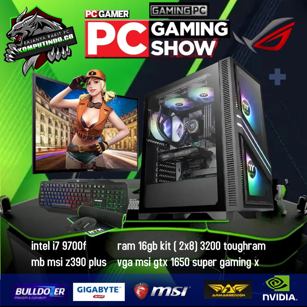 PC Gaming Editing Fullset Lengkap INTEL  CORE i7 9700F VGA GTX1660 6GB pc gaming fullset cpu gaming 