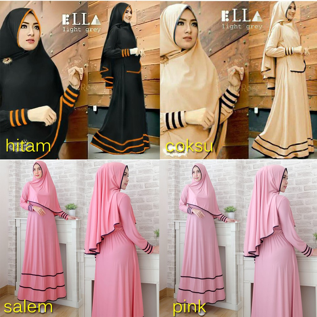 Syfarose gamis syari 1 set 20 warna ( dapat jilbab ) baju muslim / busana Size L & XL-7