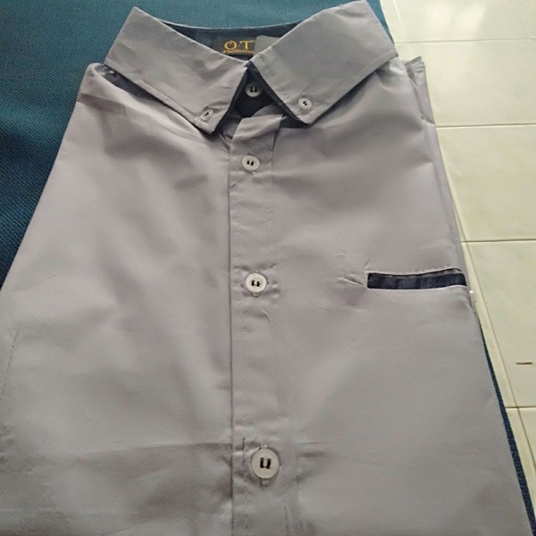 HEM BAJU KEMEJA ATASAN PRIA WARNA SOFT BLUE BAHAN KATUN TEBAL DINGIN LENGAN PANJANG IMPORT BAGUS ORI