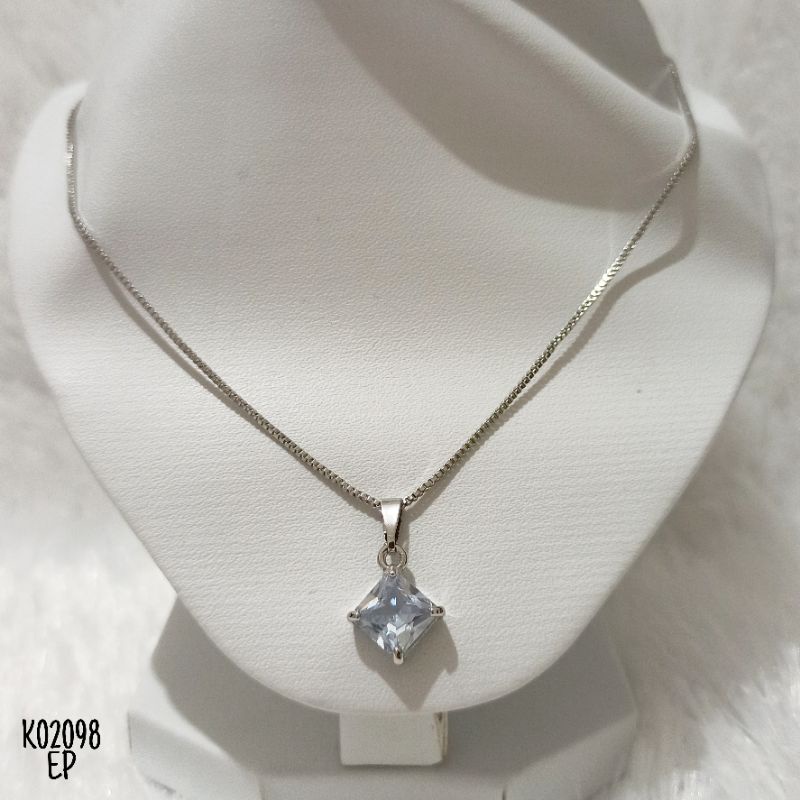 Kalung Fashion Rhodium Mata Zircon Simple K02098