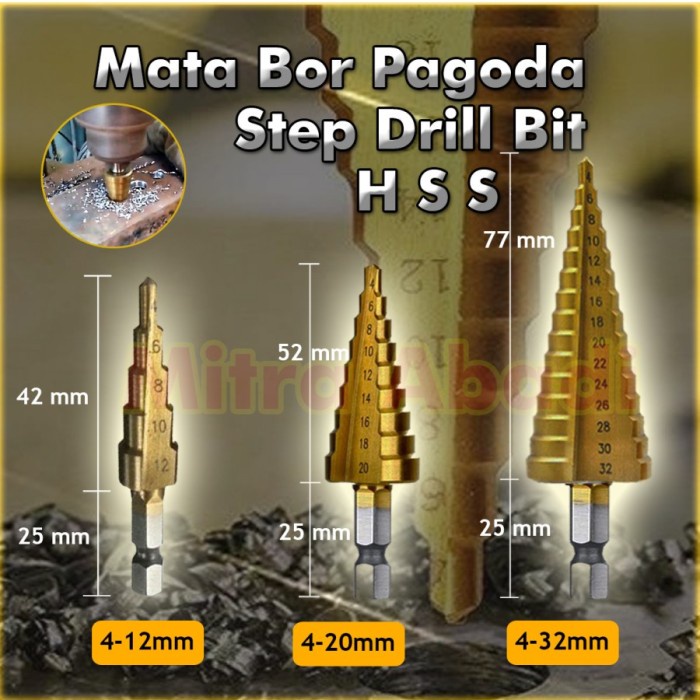 BAROKAH GAMIS BOR STEEL / MATA BOR PAGODA 1 SET 3PCS SPIRAL