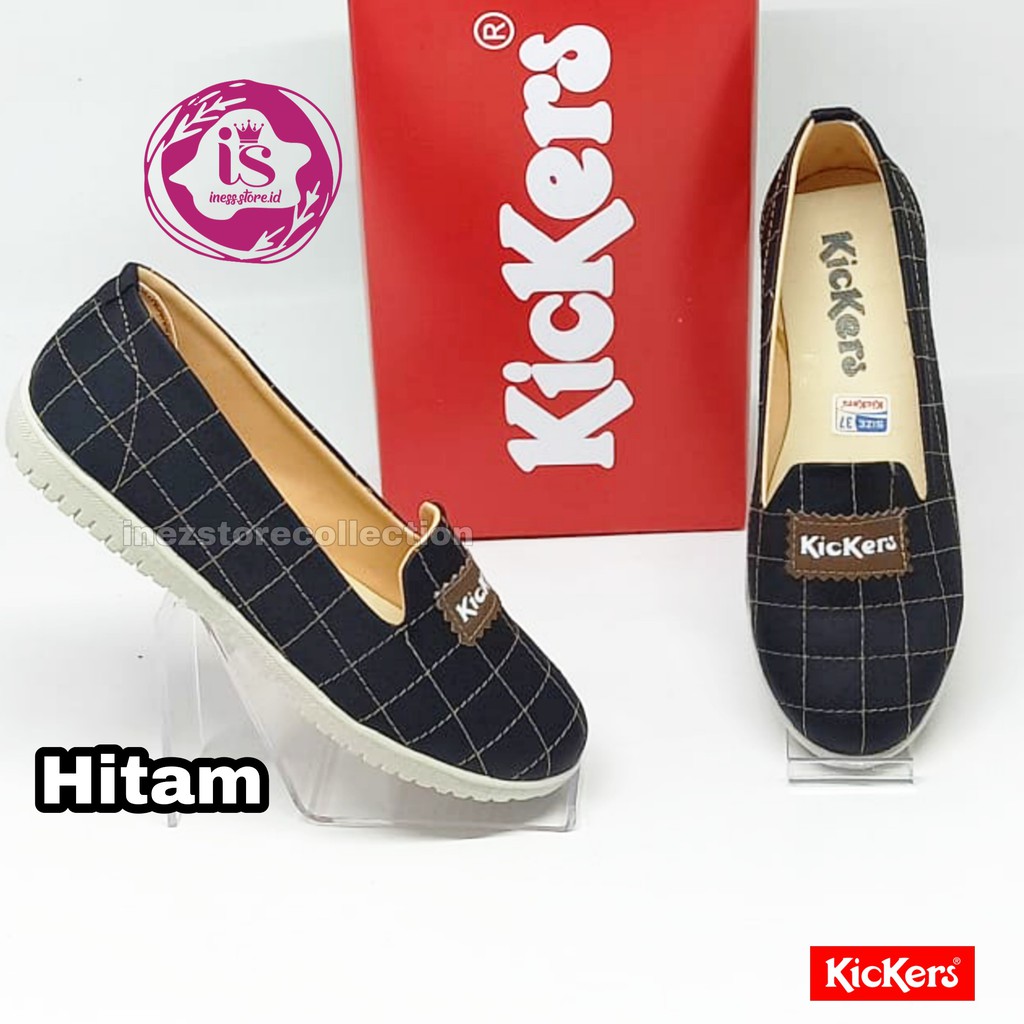 SEPATU WANITA FLAT KICKERS SLIP ON GLOSY KODE BLTKOTAK TERBARU MURAH GROSIR