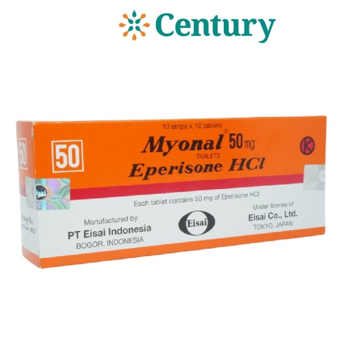 MYONAL 50 MG 1 STRIP ISI 10 TABLET / EPERISONE / NYERI OTOT SENDI