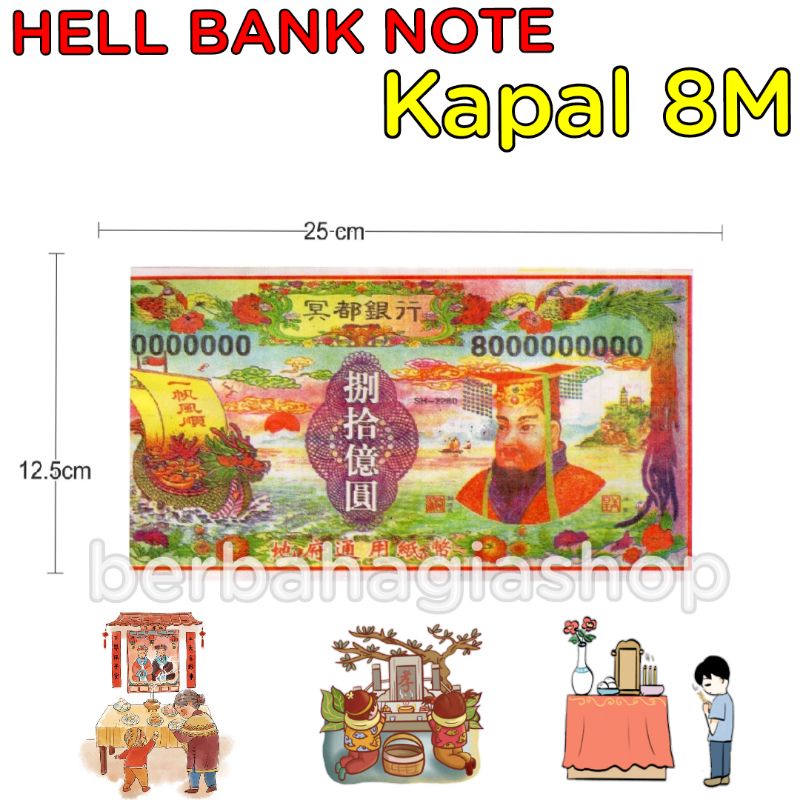 Uang Kertas Duit Untuk Sembahyang Leluhur Cengbeng Cepi Ukuran Besar / Hell Bank Note Sembayang Puja Chit Gwee Dan Kubur Cheng Beng Qingming Ceng Ming