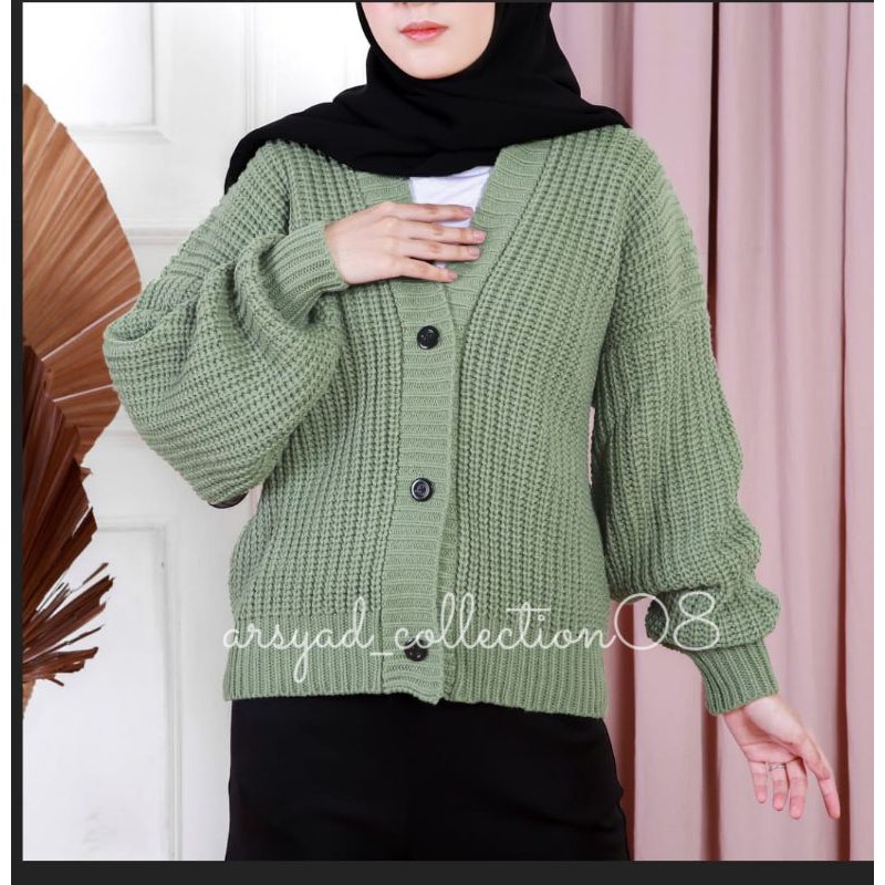 CARDIGAN CROOP TOP RAJUT NACCARA/EIREN 3 GATE TEBAL,BAHAN TEBAL