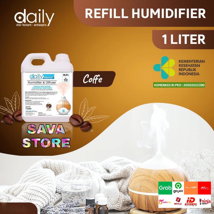 Desinfektan Khusus Humidifier &amp; Diffuser DAILY 1 Liter Aroma Coffe - Kopi REFILL 1L