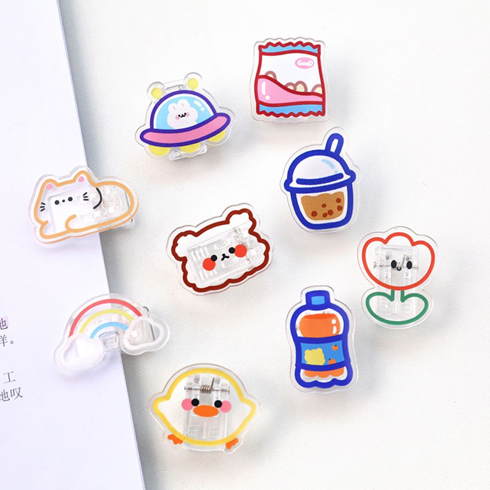 QUINTON Creativity Paper Clip Desktop Organizer Snacks Sealing Clip Transparent Clip Binding School Stationery Page Holder Office Supplies Cartoon Small Clips Binder Clips