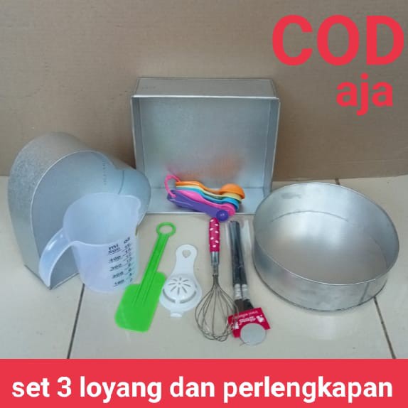 SET LOYANG 3 BENTUK DAN PERALATAN / PERLENGKAPAN MEMBUAT KUE