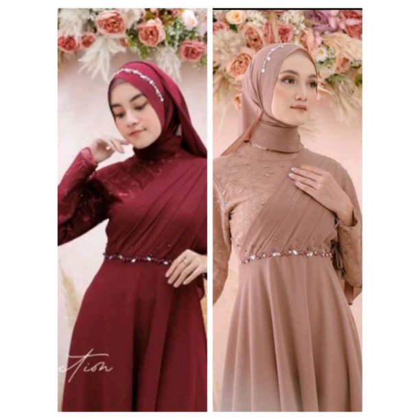 Gaun kondangan wisuda lamaran lebaran terbaru - gaun pesta muslimah - gamis brukat -shavirra dress