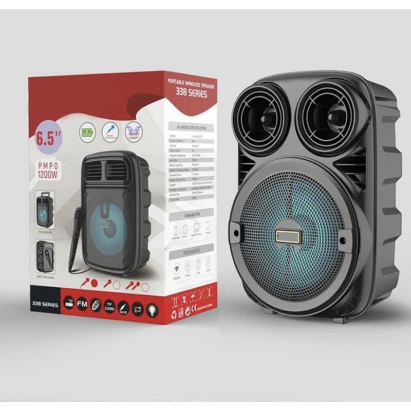 Speaker Bluetooth Portable 6,5 inch KM-3381 + Plus Microphone - Speaker microphone KM-3381 ORI