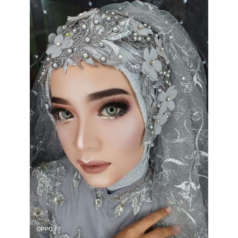 PASHMINA RAJUT GLITTER / TILE PESTA / PASHMINA RAJUT / PASHMINA / HIJAB RIAS PENGANTIN-SILVER