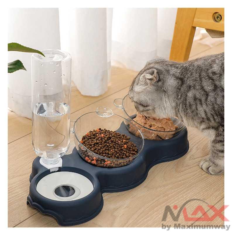 Aufulai Mangkuk plus dispenser kucing dan anjing piring makan binatang peliharaan Tempat Makan dan Minum Hewan Peliharaan Kucing Anjing Dog Bowl Cat Food Bowl Pet Bowl Easy To Clean Cat Bowl Anti Slip Cat Supplies Automatic Drinking Bowl Container Pet Sup